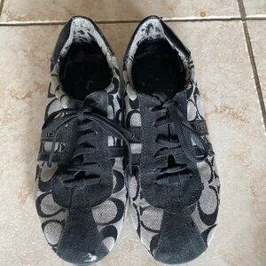 Coach logo canvas running shoes sneakers casual size 8